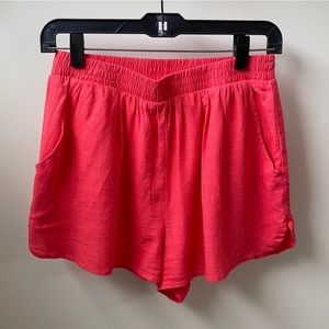 •WILD FABLE• Bright Coral Linen Shorts